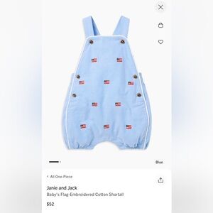 Janie and Jack Baby Flag Embroidered Overall 0-3 Month